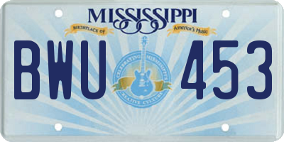 MS license plate BWU453
