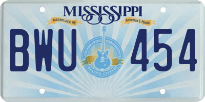 MS license plate BWU454