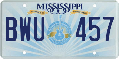 MS license plate BWU457
