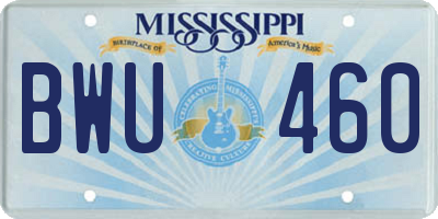 MS license plate BWU460