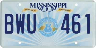 MS license plate BWU461
