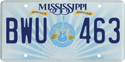 MS license plate BWU463