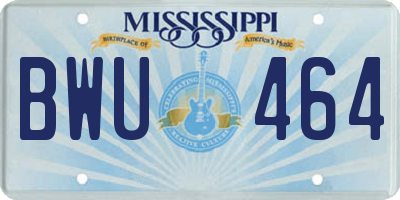 MS license plate BWU464