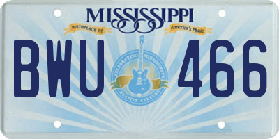 MS license plate BWU466