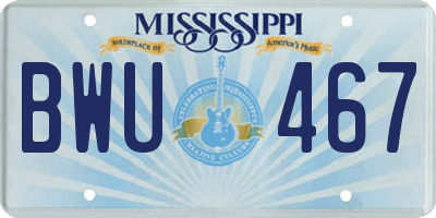 MS license plate BWU467