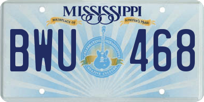 MS license plate BWU468