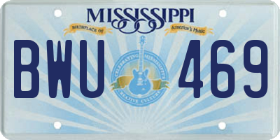 MS license plate BWU469