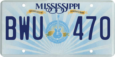 MS license plate BWU470