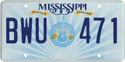 MS license plate BWU471
