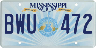 MS license plate BWU472