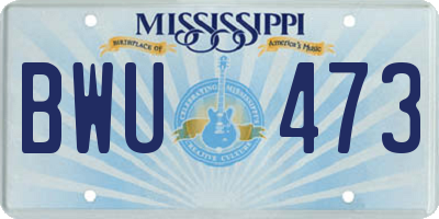 MS license plate BWU473