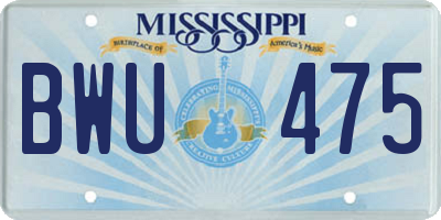 MS license plate BWU475