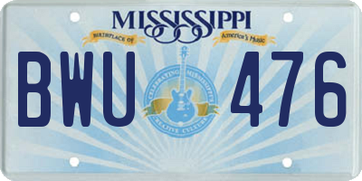 MS license plate BWU476