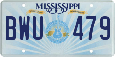 MS license plate BWU479