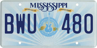 MS license plate BWU480