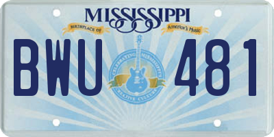 MS license plate BWU481