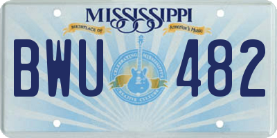 MS license plate BWU482