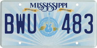 MS license plate BWU483