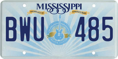 MS license plate BWU485