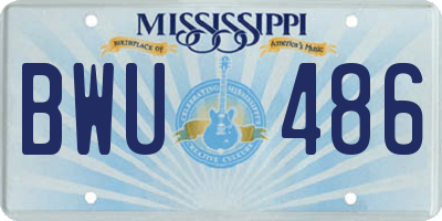 MS license plate BWU486