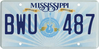 MS license plate BWU487