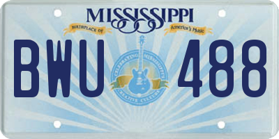 MS license plate BWU488