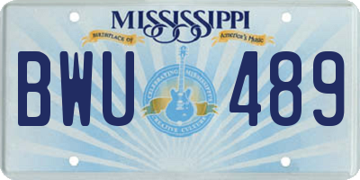MS license plate BWU489