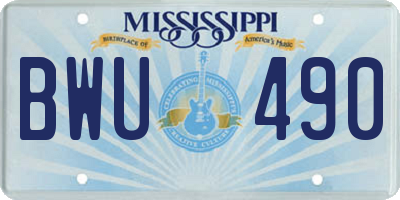 MS license plate BWU490