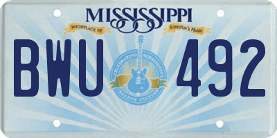 MS license plate BWU492