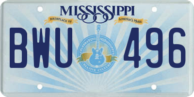 MS license plate BWU496