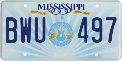 MS license plate BWU497