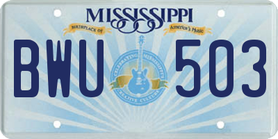 MS license plate BWU503