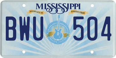 MS license plate BWU504