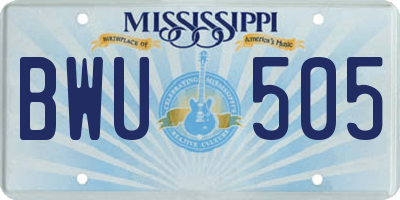 MS license plate BWU505