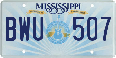 MS license plate BWU507