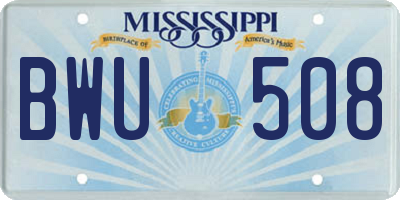 MS license plate BWU508