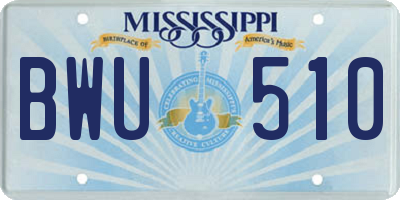 MS license plate BWU510