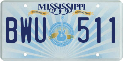 MS license plate BWU511
