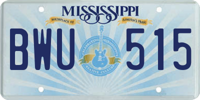 MS license plate BWU515