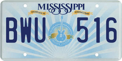 MS license plate BWU516