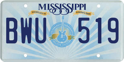 MS license plate BWU519