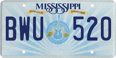MS license plate BWU520