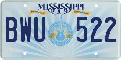 MS license plate BWU522