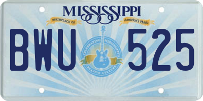 MS license plate BWU525