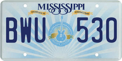 MS license plate BWU530