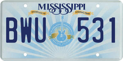 MS license plate BWU531