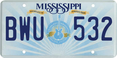 MS license plate BWU532