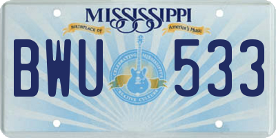 MS license plate BWU533