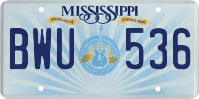 MS license plate BWU536