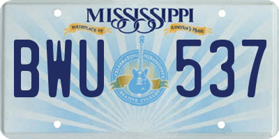 MS license plate BWU537